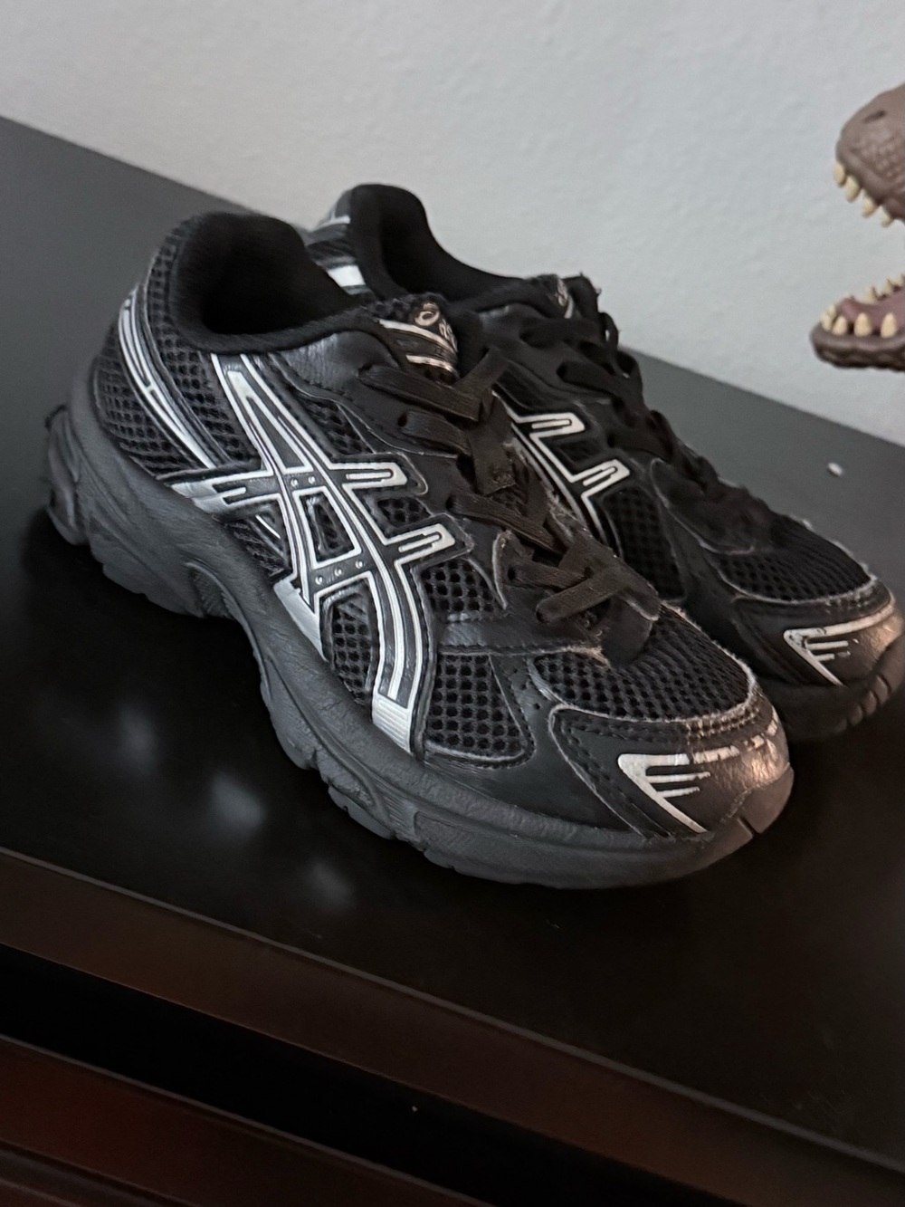 Asics Black Athletic Sneakers with Silver Detailing